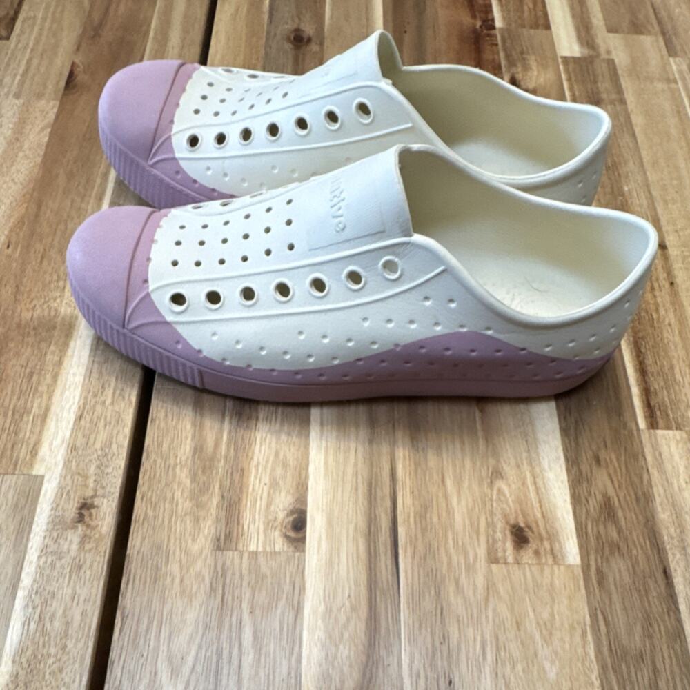 Native Jefferson White Pink Unisex Slip-On Rubber US W 10 M8 Low Top